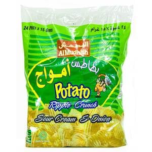 Buy Al Mudhish Potato Ripple Crunch Sour Cream & Onion 24 x 15 g Online at Best Price | Potato Bags | Lulu UAE in UAE