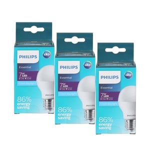 Philips Essential LED Bulb 7W E27 6500K 3pcs