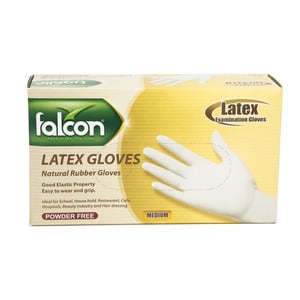 Falcon Latex Gloves Powder Free Medium 100pcs