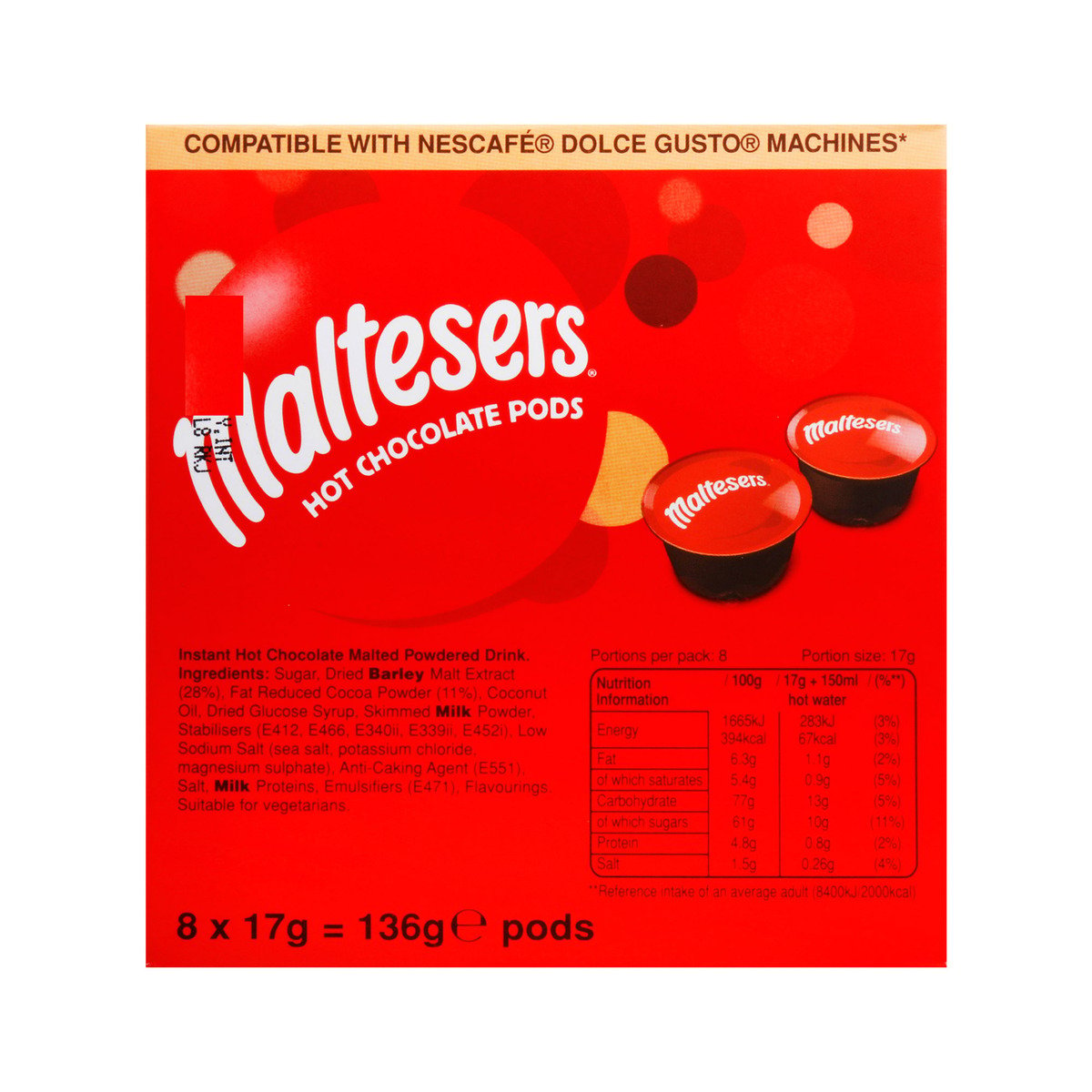 Maltesers Dolce Gusto Hot Chocolate Pods 8 x 17g