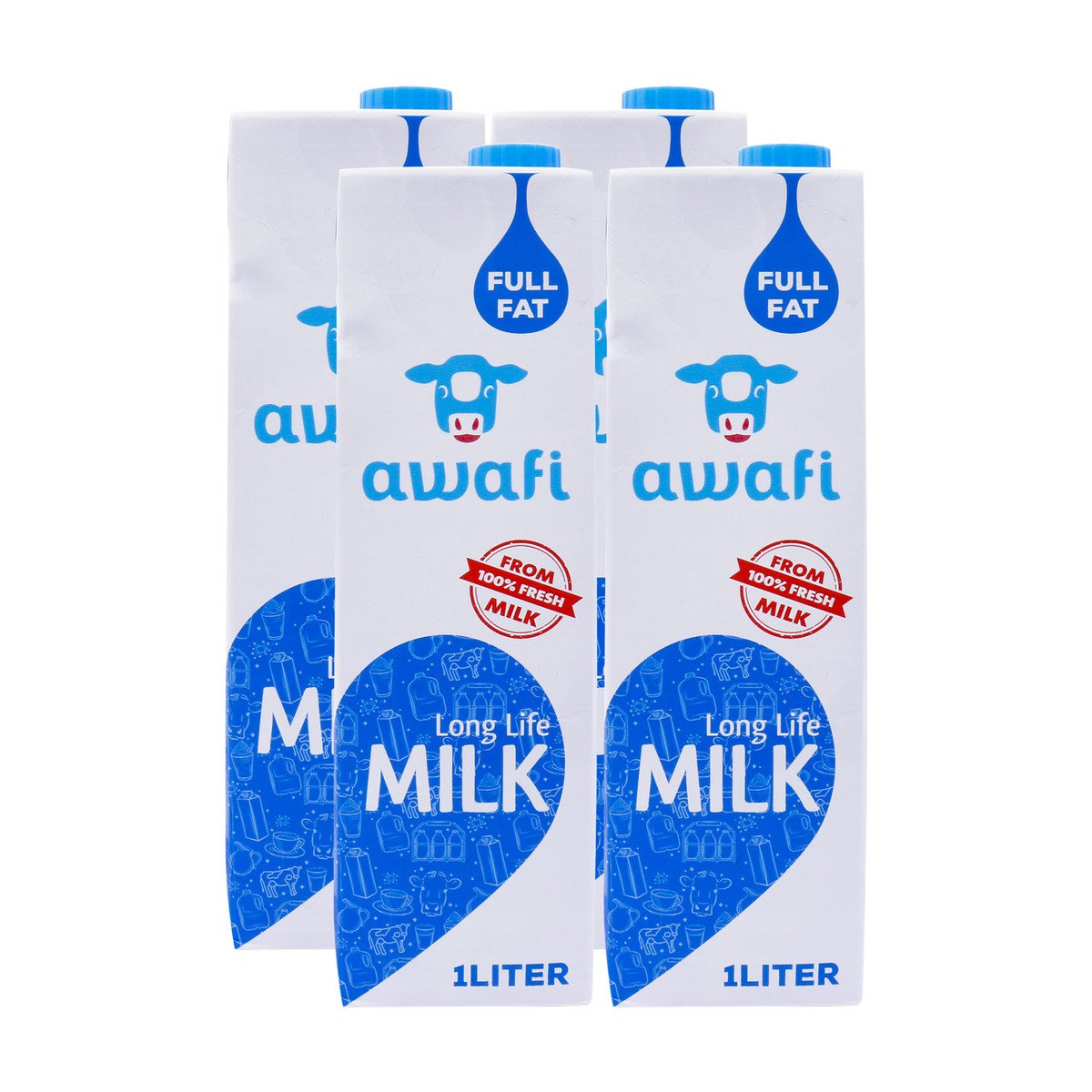 Awafi Full Fat Long Life Milk 4 x 1Litre