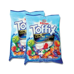 Elvan Toffix Center Filled Fruit Chew Value Pack 2 x 350 g