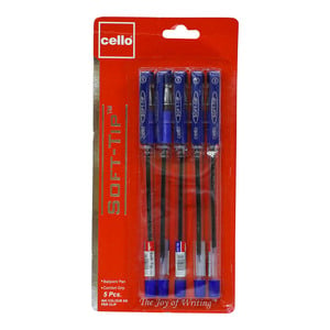تشيلو أقلام حبر جافة برأس ناعم 0.7 ملم أزرق 5 قطع