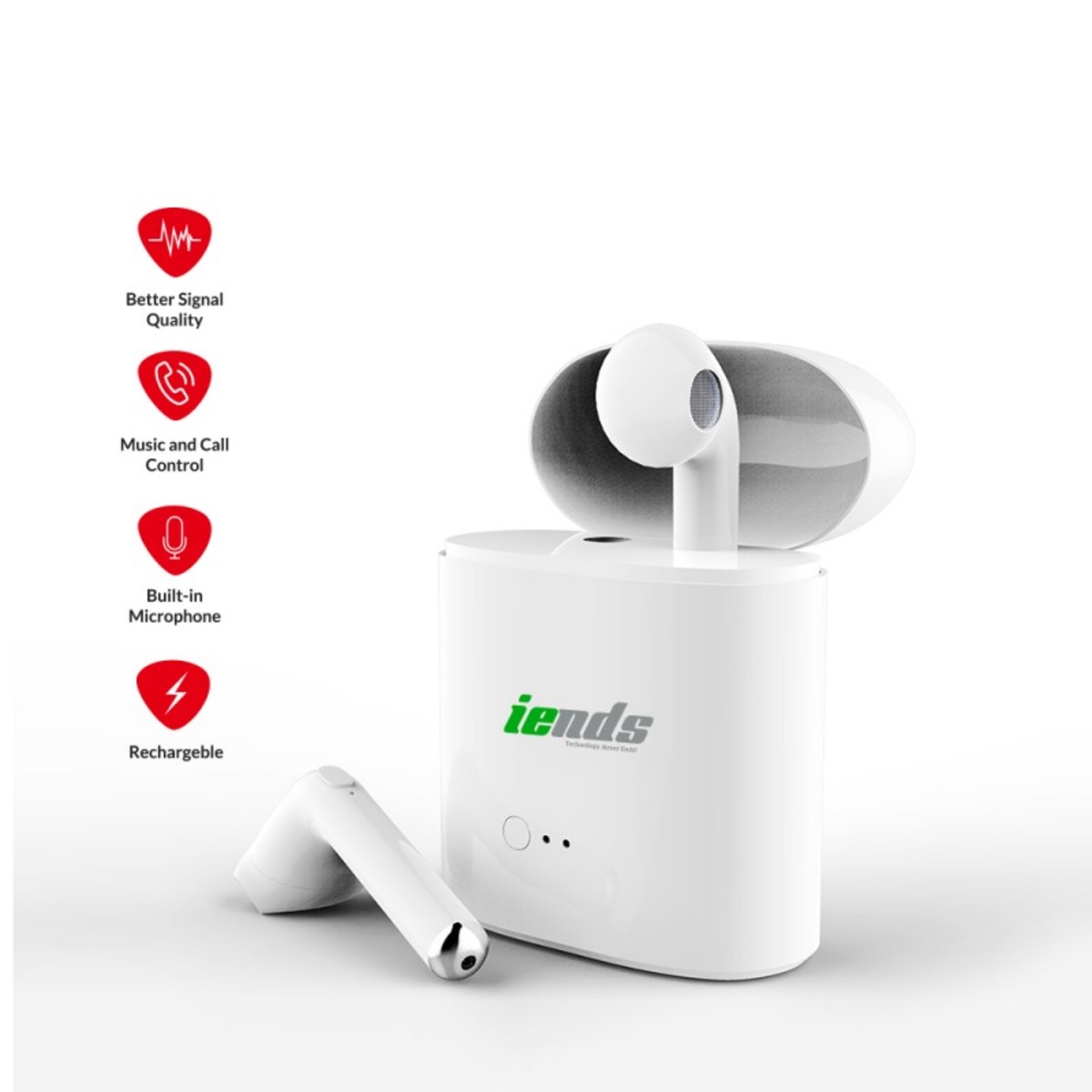 Iends Bluetooth 4.2 TWS Wireless Earbuds with Portable Charging Case TWS-F17