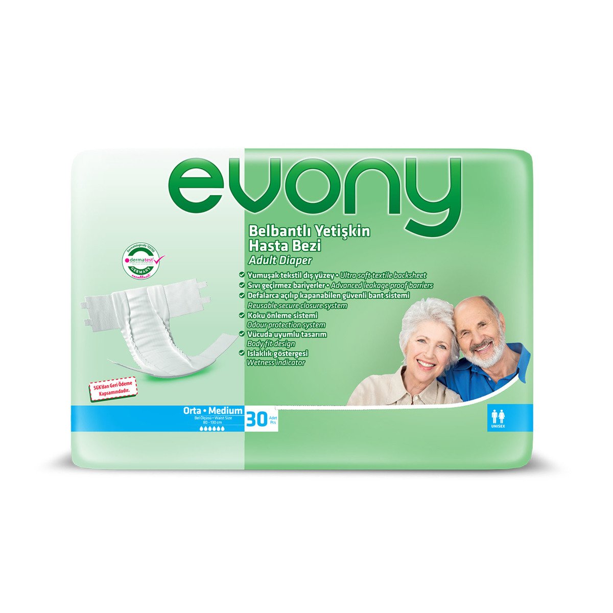 Evony Adult Diaper Unisex  Medium  30pcs