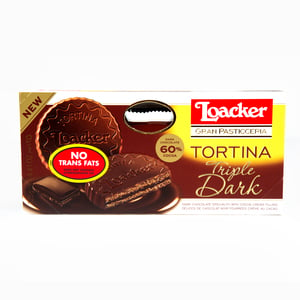 Buy Loacker Tortina Triple Dark 125 g Online at Best Price | Wafer Biscuits | Lulu KSA in Saudi Arabia