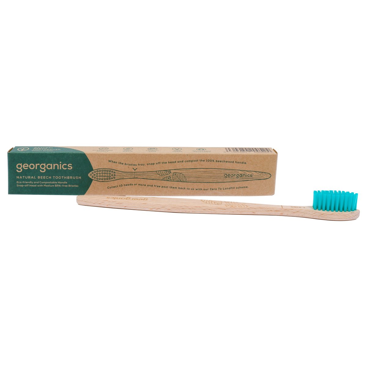 Georganics Natural Beech Toothbrush Medium 1pc