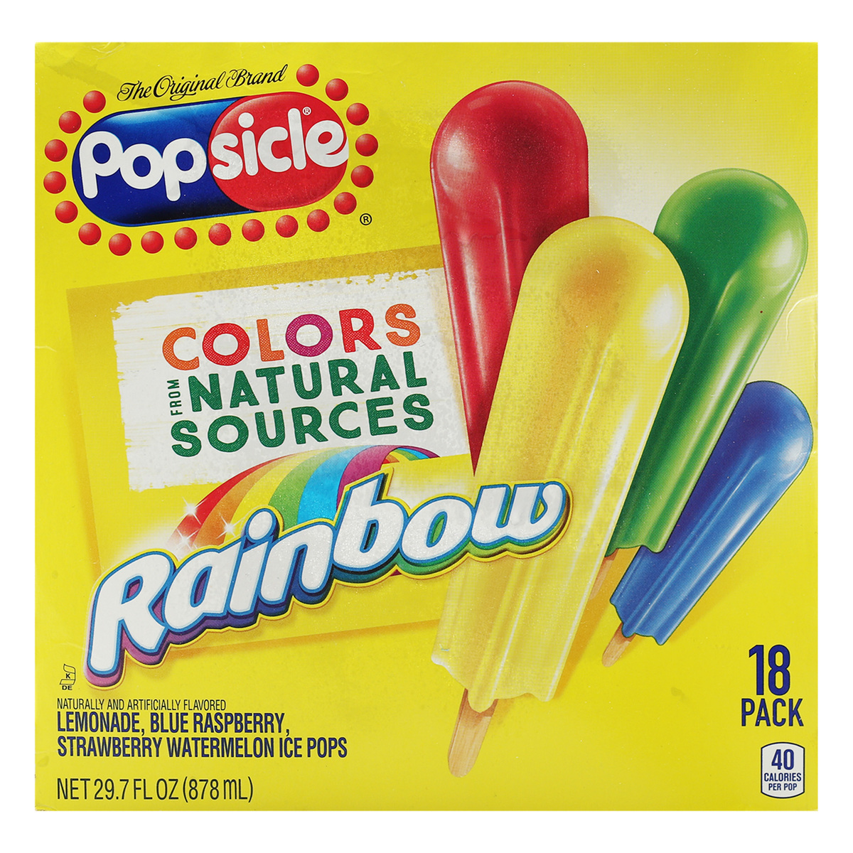اشتري قم بشراء Popsicle Fruit Flavored Rainbow Ice Pops 18 pcs 878 ml Online at Best Price من الموقع - من لولو هايبر ماركت Products from USA في الامارات