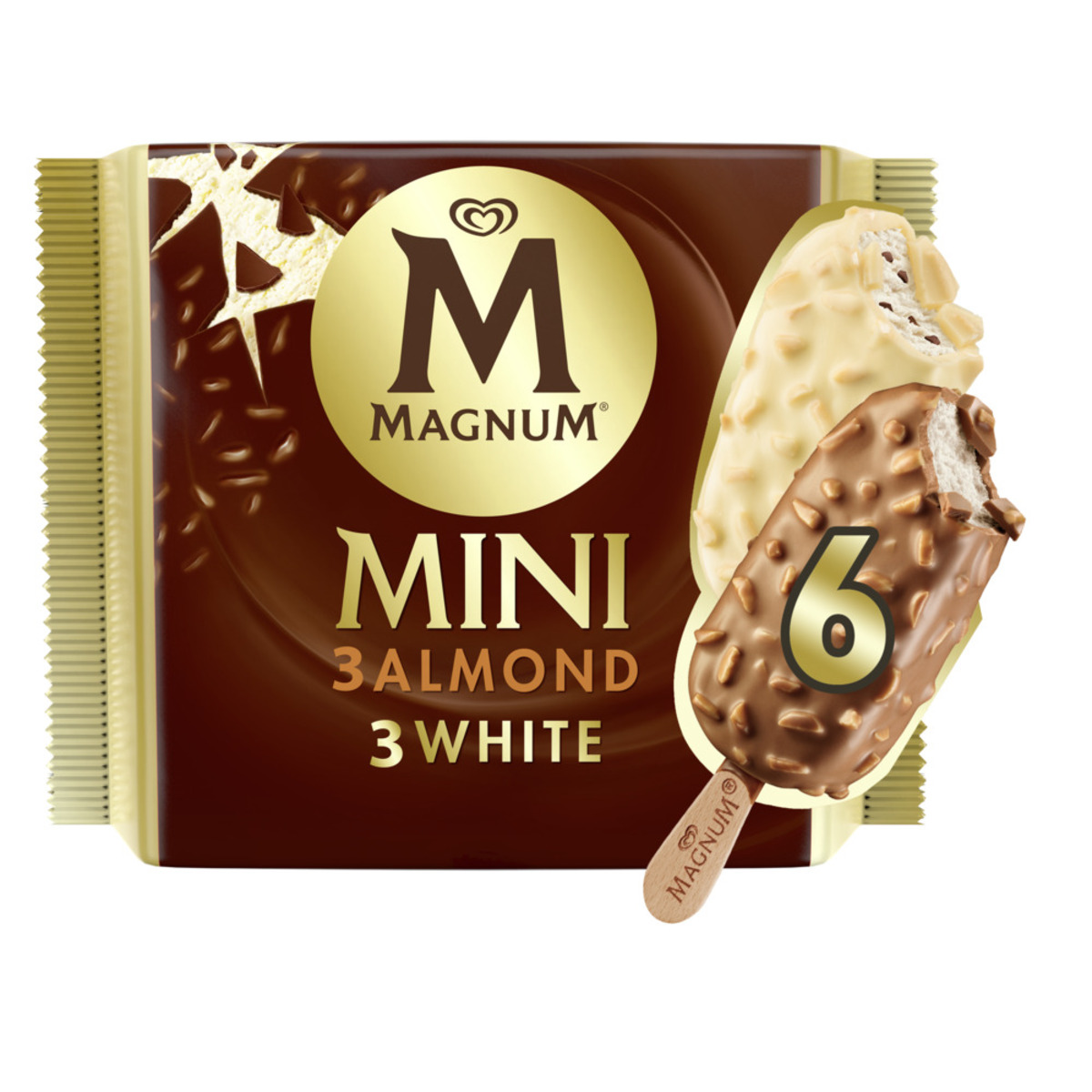 Buy Magnum Mini Ice Cream Stick White & Almond 6 x 57.5 ml Online at Best Price | Ice Cream Take Home | Lulu Kuwait in UAE