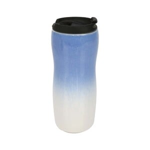 Mountain Ceramic Double Wall Mug With Lid 300cc BLUE