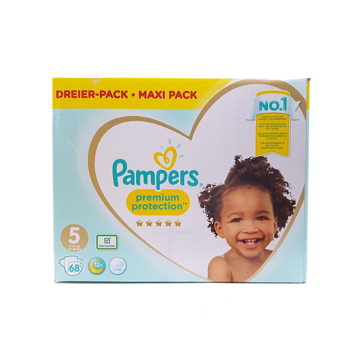 Buy Pampers Premium Protection Maxi Pack No.5 11-16kg 68pcs Online at Best Price | Baby Nappies | Lulu Kuwait in Kuwait