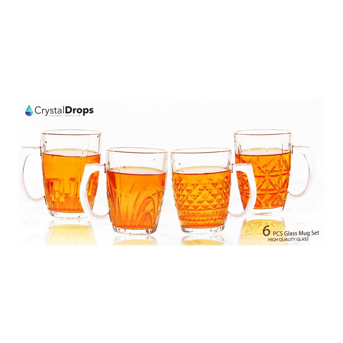 Crystal Drops Mug Set Glass GB-094213GL 6pcs