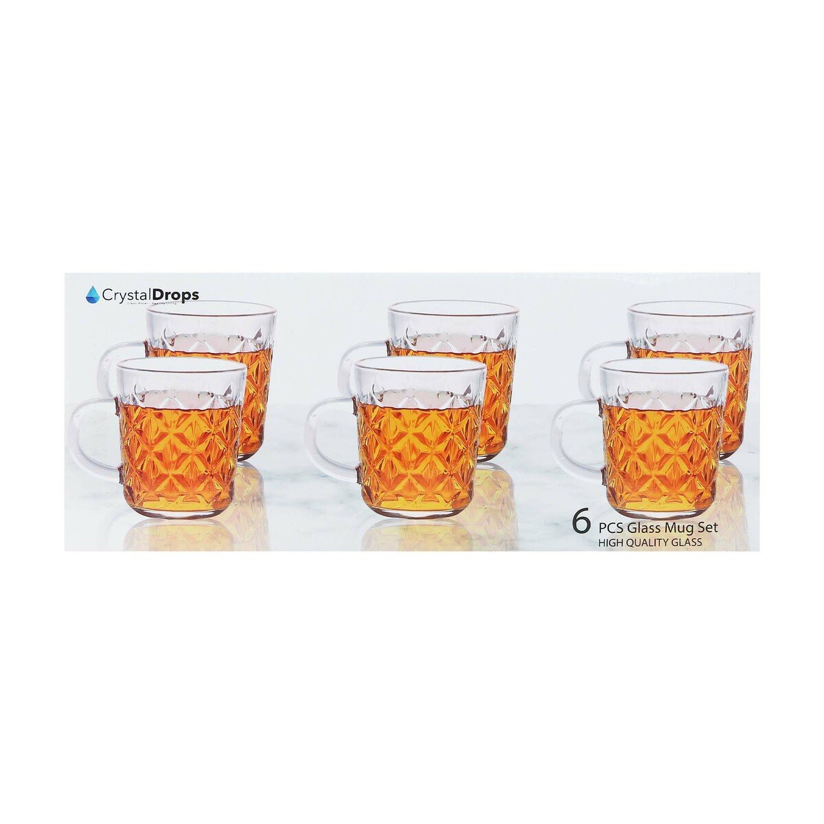 Crystal Drops Glass Tea Cup GB-094408SL 6pcs