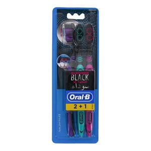 أورال بي فرشاة أسنان مستديرة أسود متوسط ​​ألوان متنوعة 2 + 1