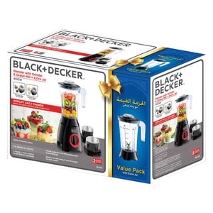 Black+Decker Blender with Grinder, Grater Mill, Extra Jar BL415-B5 400W
