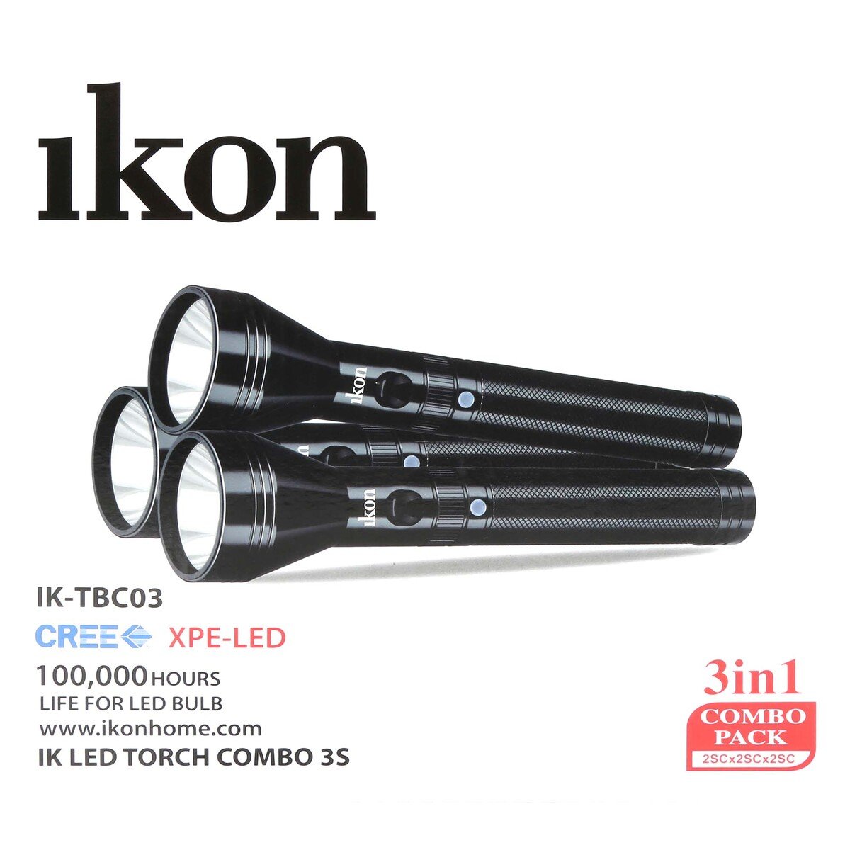 Ikon LED Torch Light Combo 3pc IK-TBC03