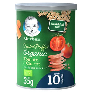 Gerber Baby Food Organic Nutri Puffs Tomato & Carrot From 10 Months 35g