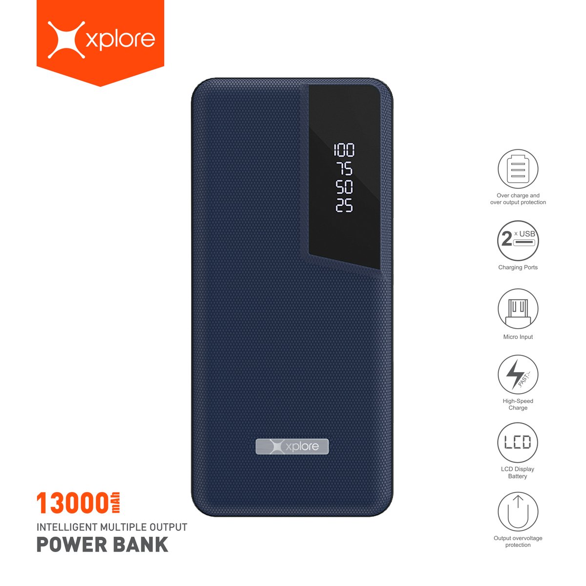 Xplore Power Bank P25K 13000mAh Dark Blue