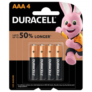 Duracell Type AAA Alkaline Batteries, pack of 4