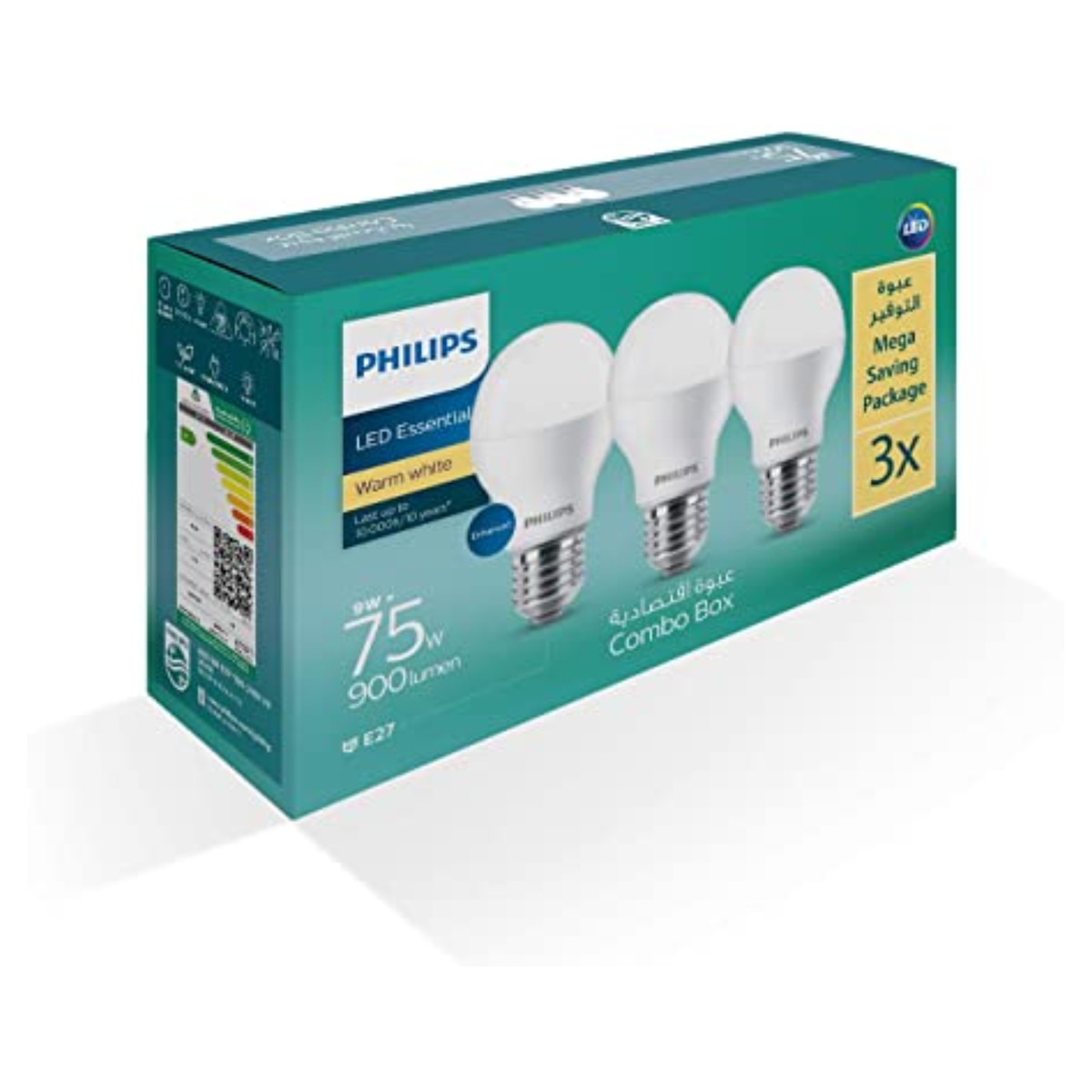 Philips Essential  9W E27  LED Bulb 3 Pieces