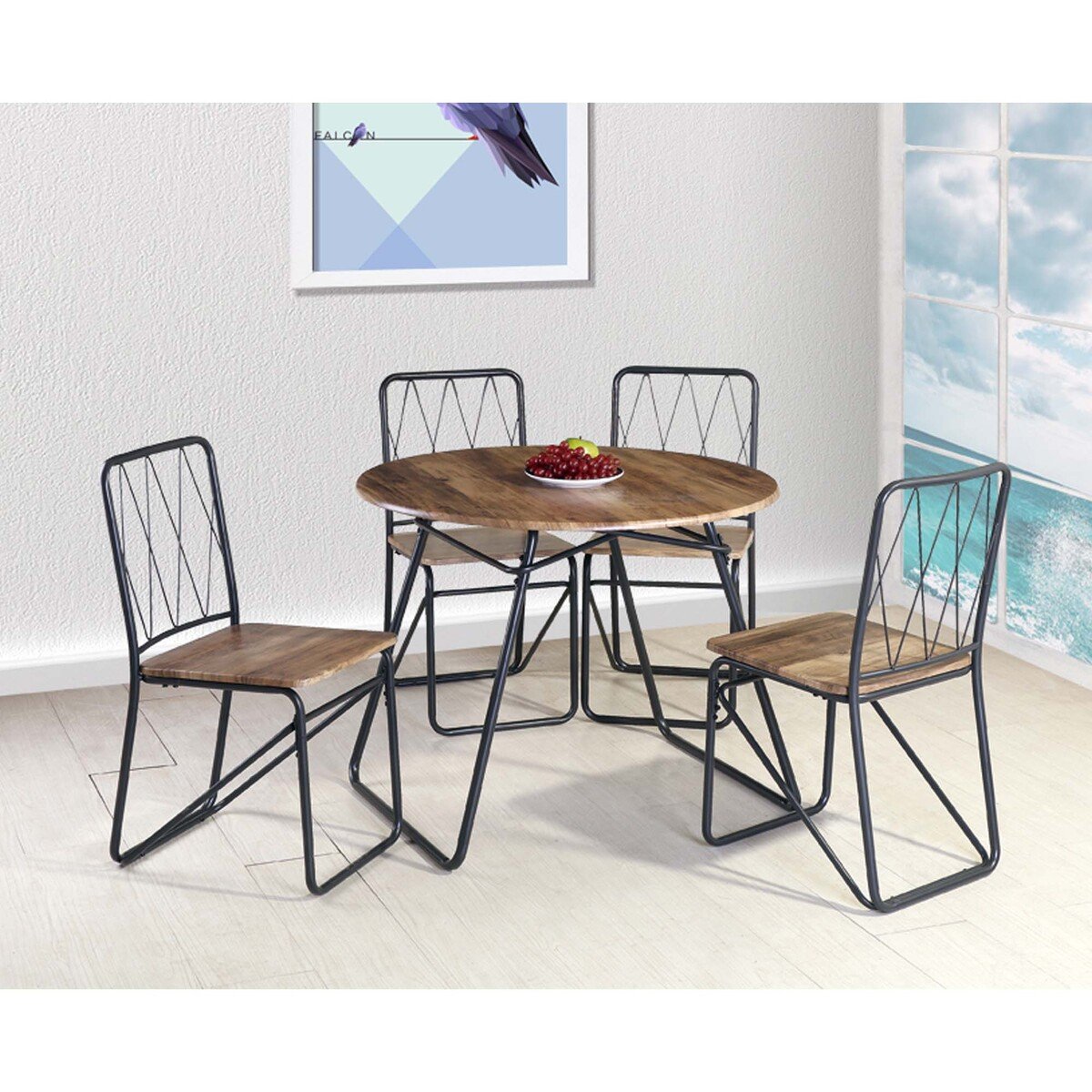 Maple Leaf Home Round Table + 4 Chair Wood LY-NO-834