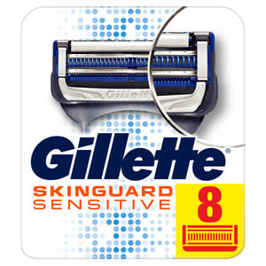 Buy Gillette Skin Guard Mens Razor Blades Refill For Sensitive Skin 8 pcs Online at Best Price | System Blades | Lulu Egypt in UAE