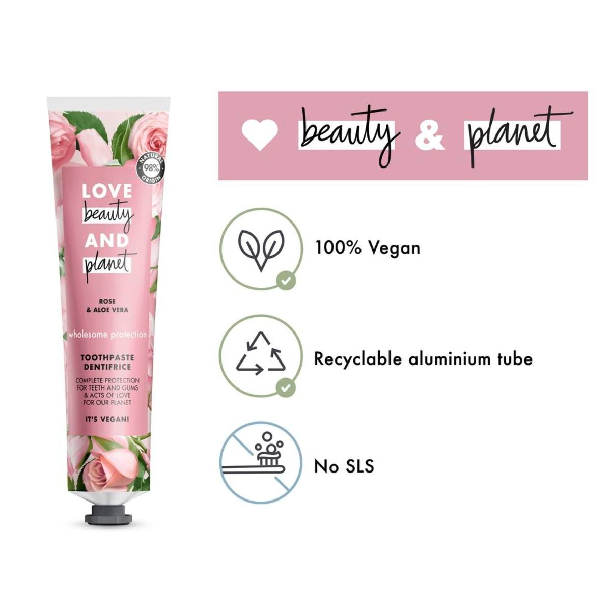 Love Beauty and Planet Wholesome Protection Rose and Aloe Vera Toothpaste 75 ml