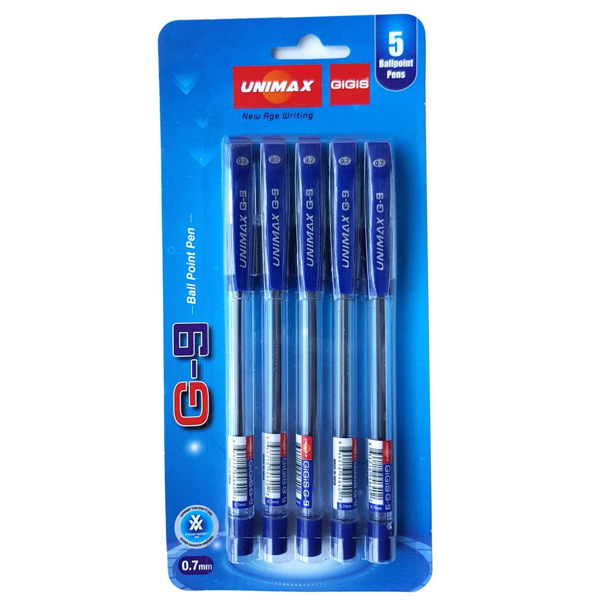 Unimax 0.7mm G4 Blue Pen 5pcs