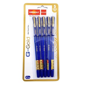 Unimax 0.7mm G-Gold Blue Pen 5pcs