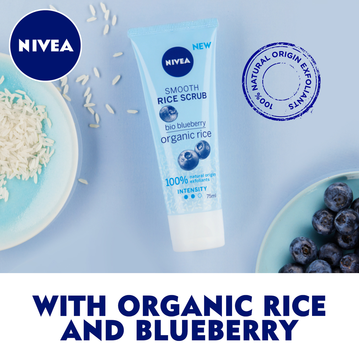 Nivea Face Smoothing Rice Scrub Organic Rice & Bio Blueberry 75 ml