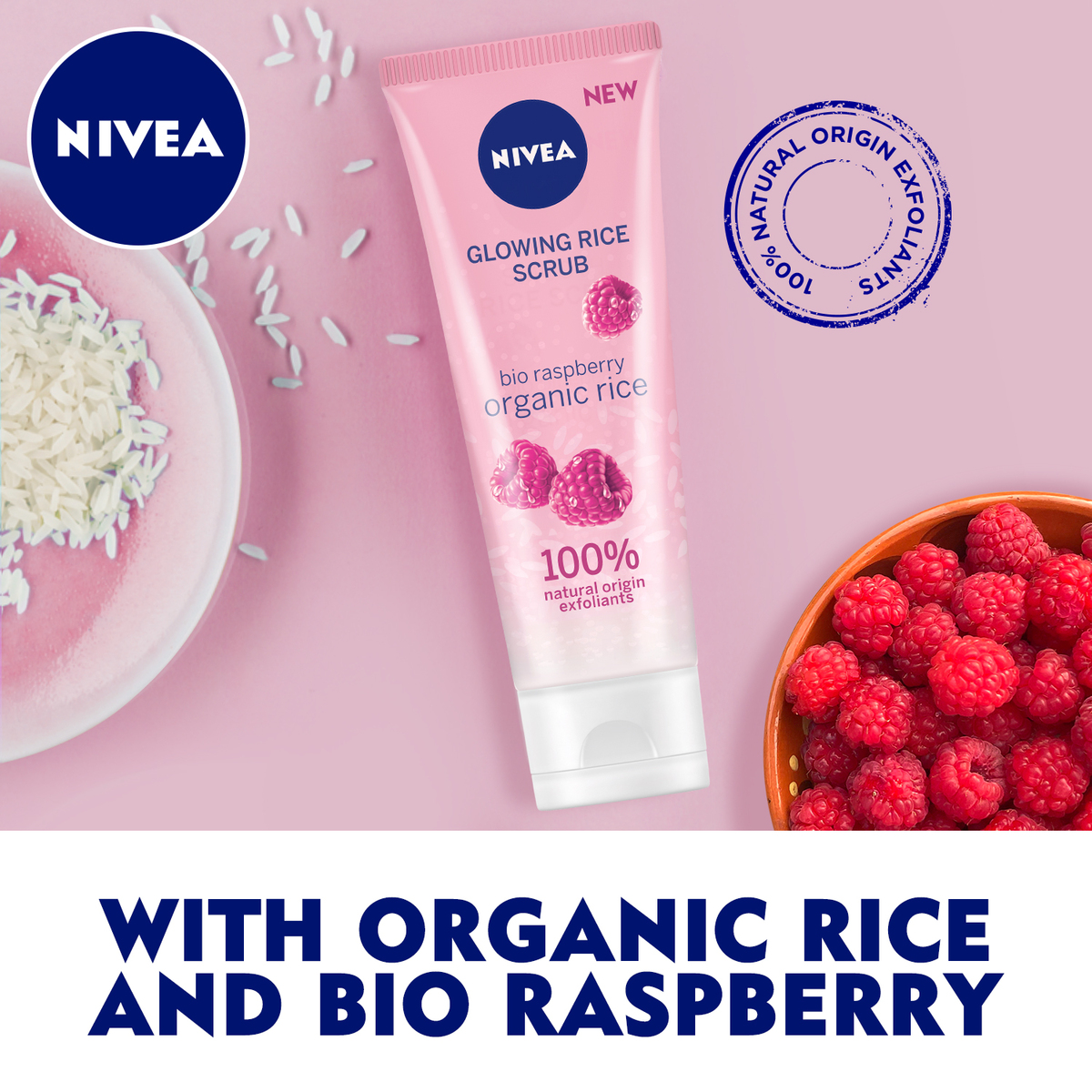 Nivea Face Glowing Rice Scrub Organic Rice & Bio Raspberry 75ml