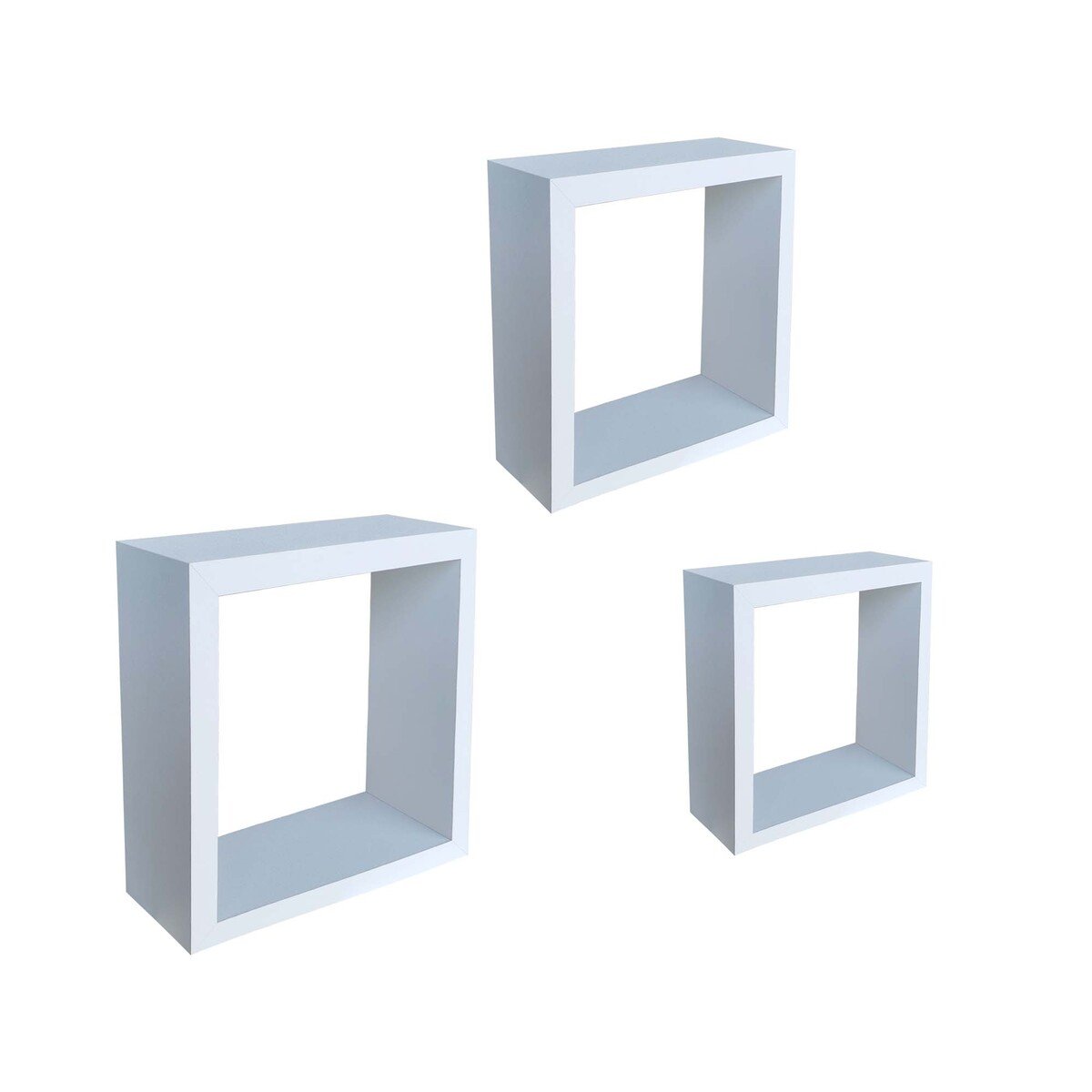 Maple Leaf Home Wall Shelf Cube 3pcs Set White A905A Size: W25xD9xH25cm / Size: W20xD9xH20cm / Size: W15xD9xH15cm
