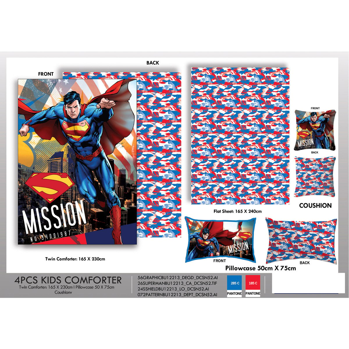 Superman Kids Comforter 4pcs Set 165x230cm TRHA637