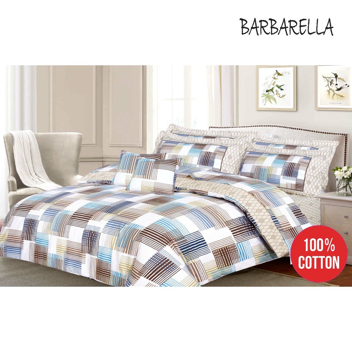 Barbarella Comforter King 241x259cm Beni 4pcs Set