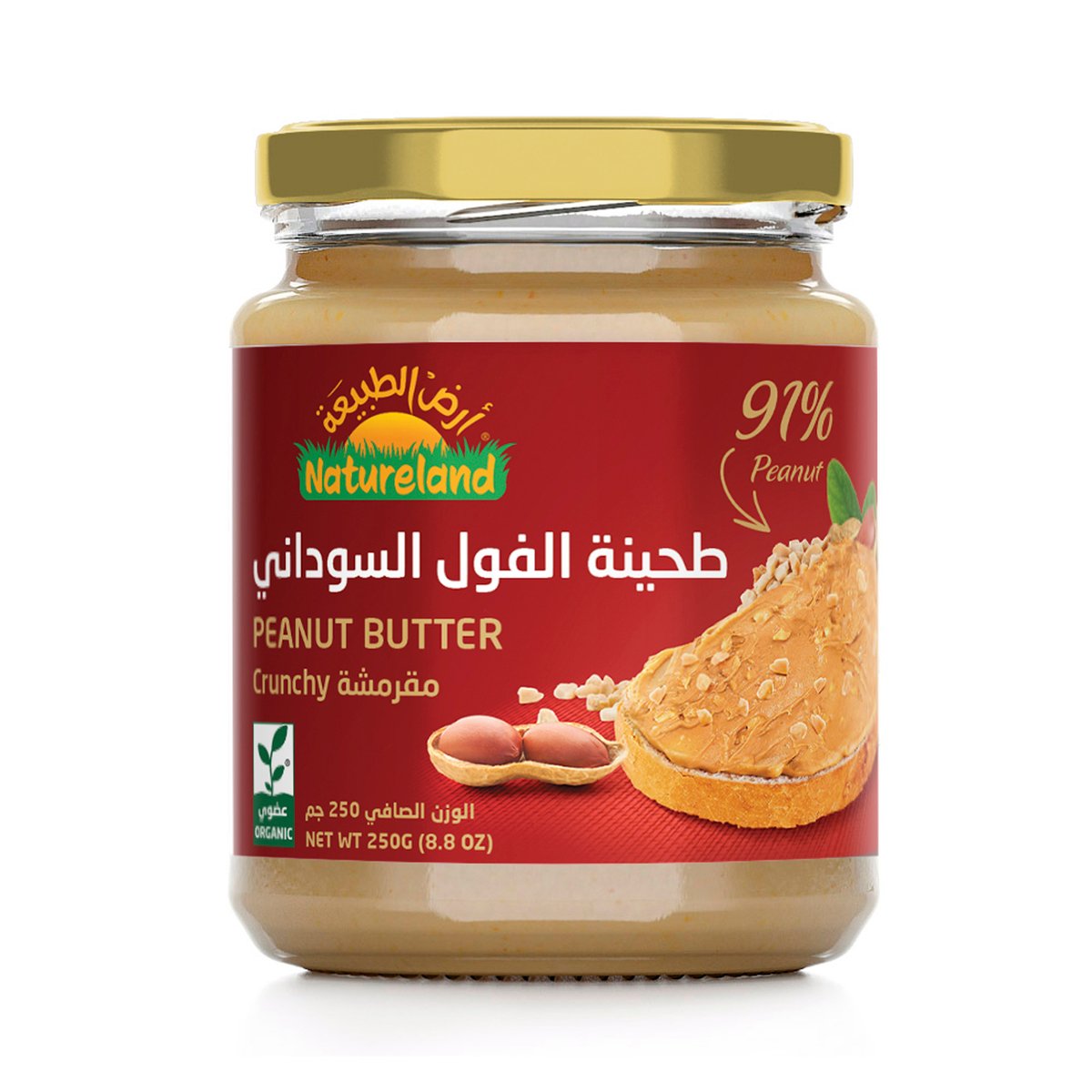 اشتري قم بشراء Natureland Organic Crunchy Peanut Butter 250g Online at Best Price من الموقع - من لولو هايبر ماركت Organic Food في الكويت