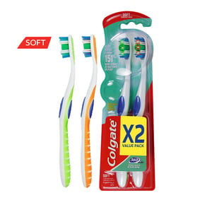 Colgate Toothbrush 360 Whole Mouth Clean Soft Assorted 2pcs