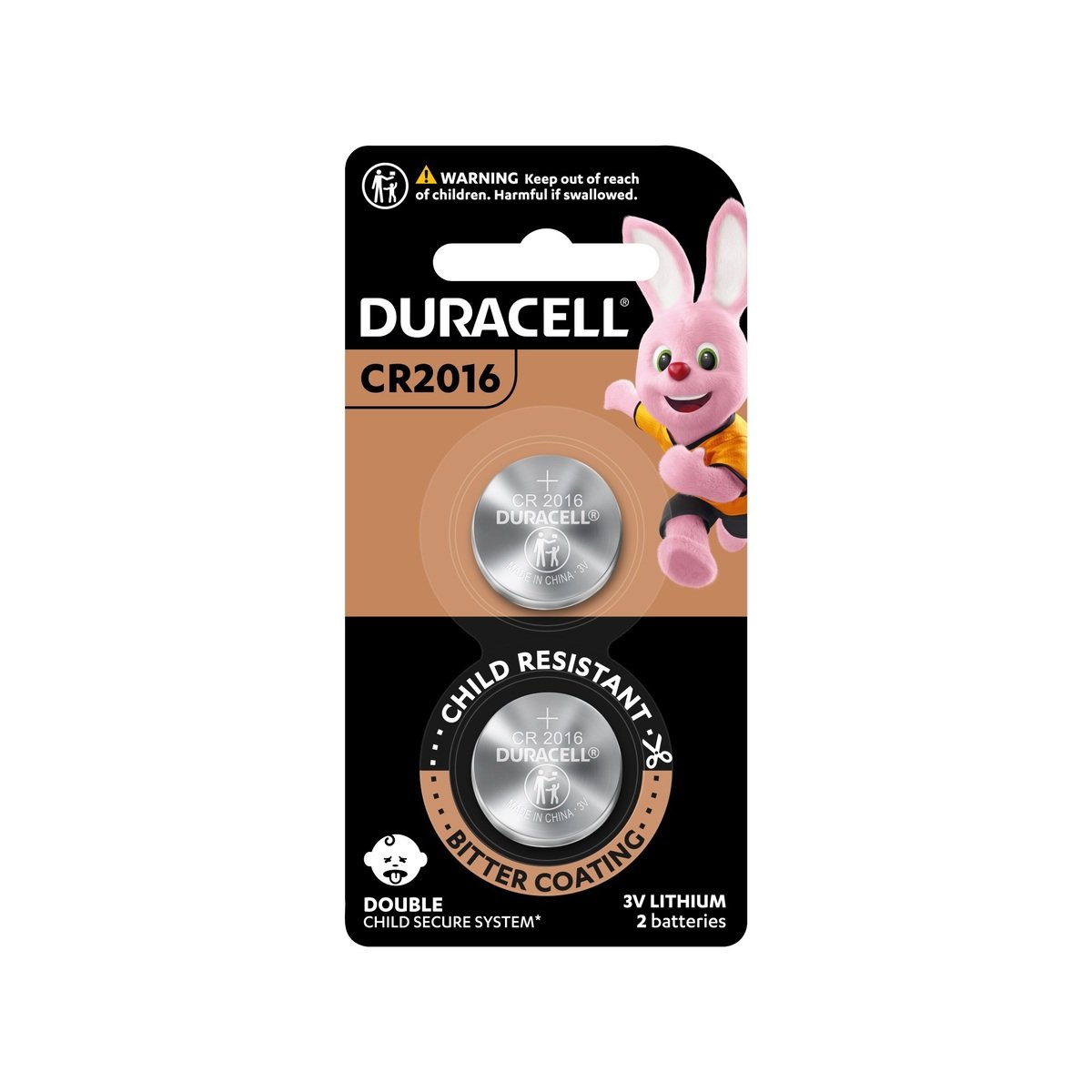 Duracell Specialty 2016 Lithium Coin Battery 3V, pack of 2 DL2016 CR2016 suitable for use in keyfobs, scales, wearables and medical devices