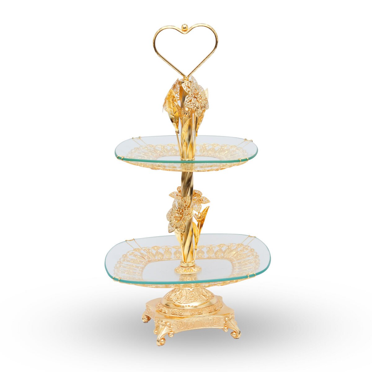 Home Glass Candy Tray With Stand TW7027G/H2 Gold