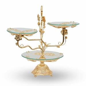 Home Glass Candy Tray With Stand TW7039G/H3 Gold