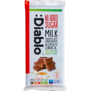 Buy Diablo No Added Sugar Milk Chocolate With Crispy Rice 75 g Online at Best Price | Covrd Choco.Bars&Tab | Lulu KSA in UAE