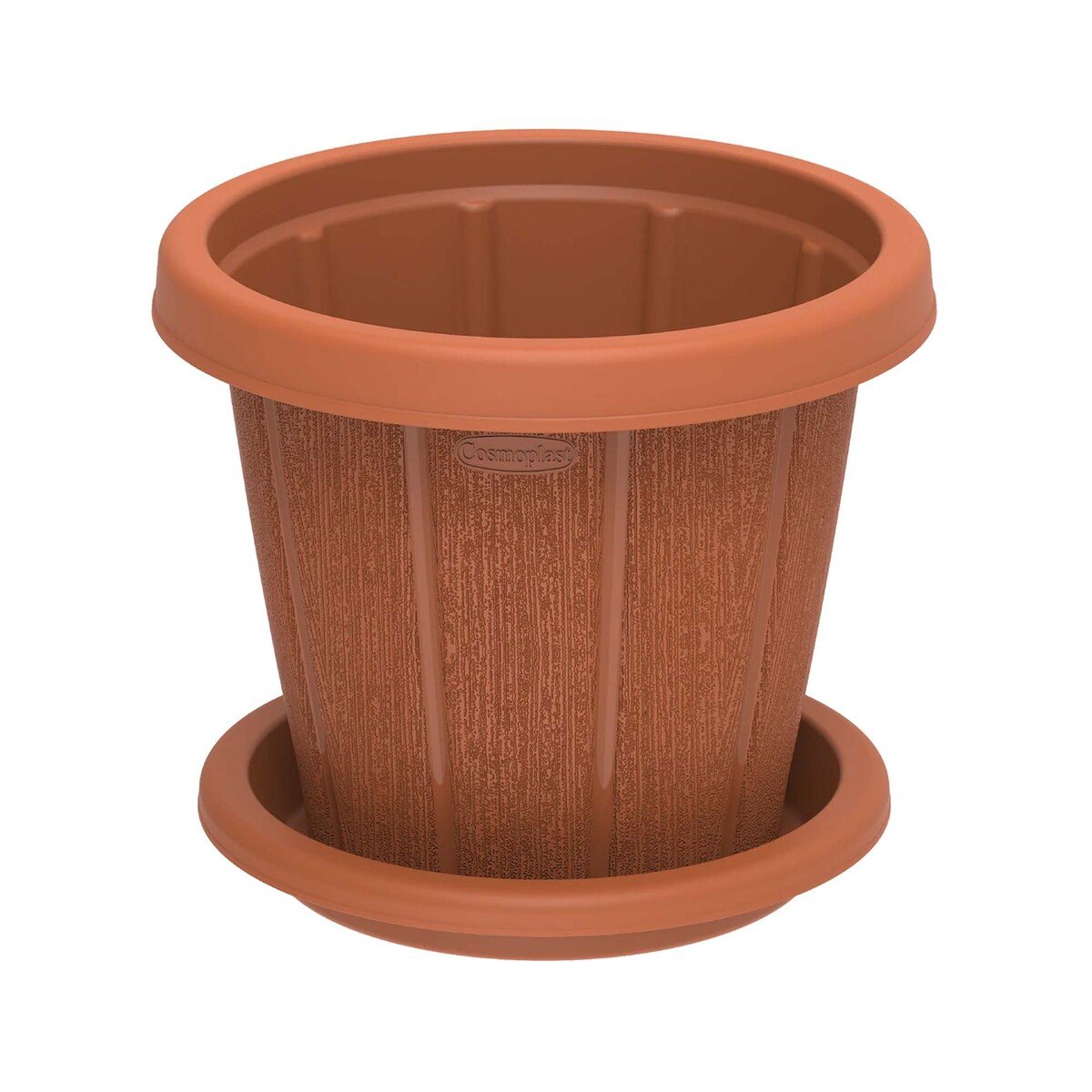 Cosmoplast Cedargrain Flowerpot with Tray 8" IFFPXX143 Assorted Color