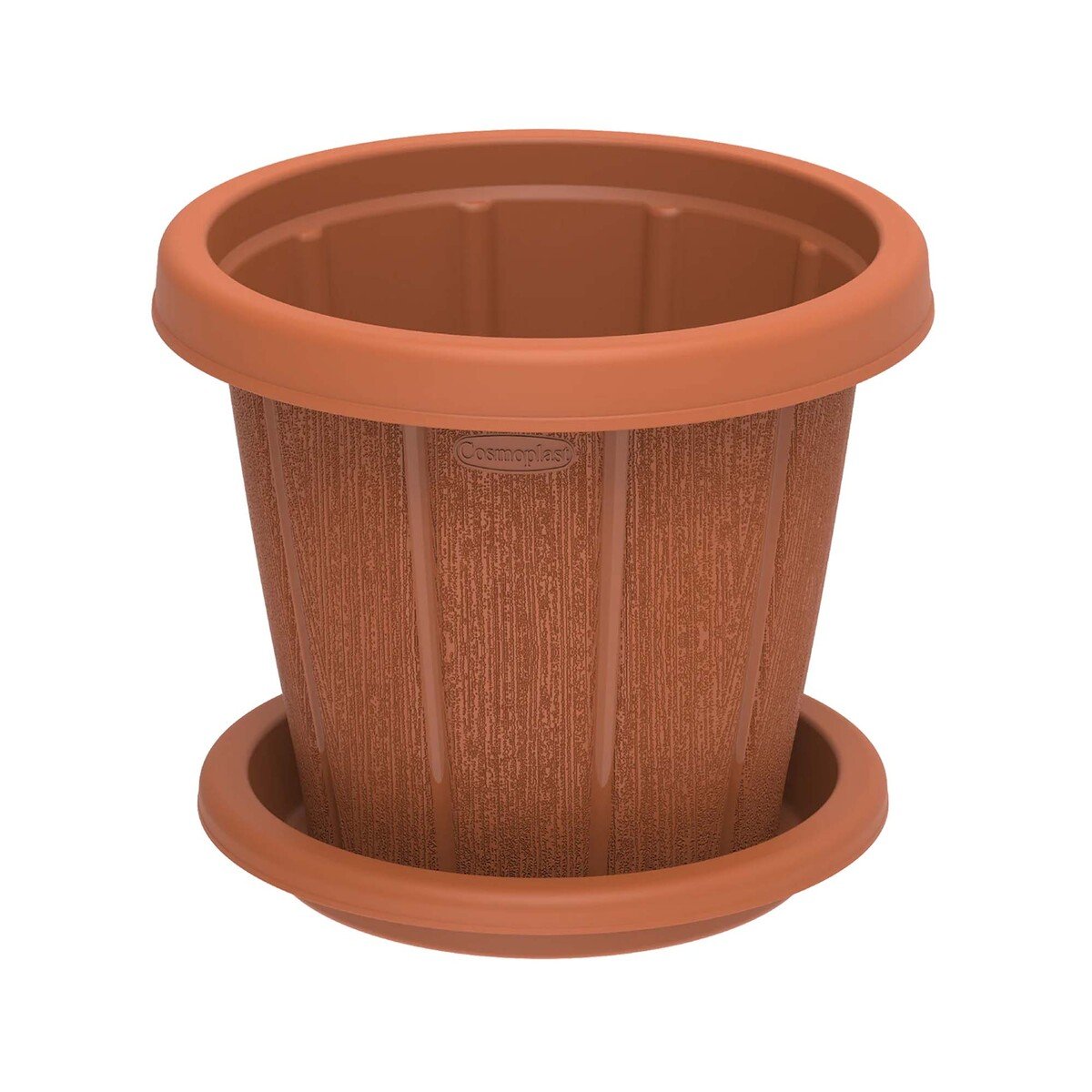 Cosmoplast Cedargrain Flowerpot with Tray 12" IFFPXX143 Assorted Color