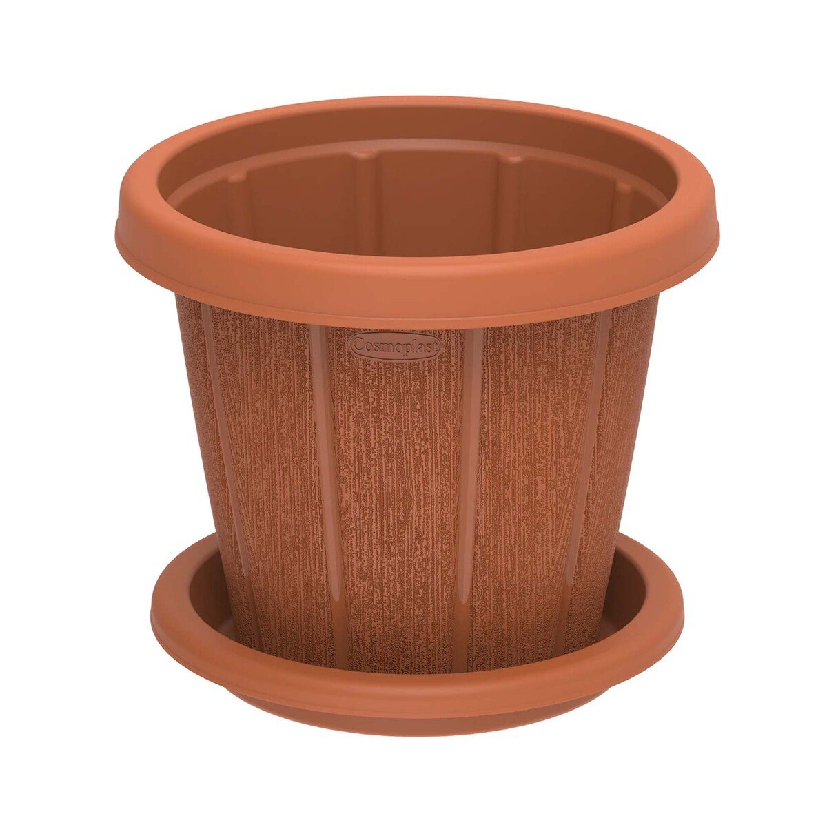 Cosmoplast Cedargrain Flowerpot with Tray 14" IFFPXX144 Assorted Color