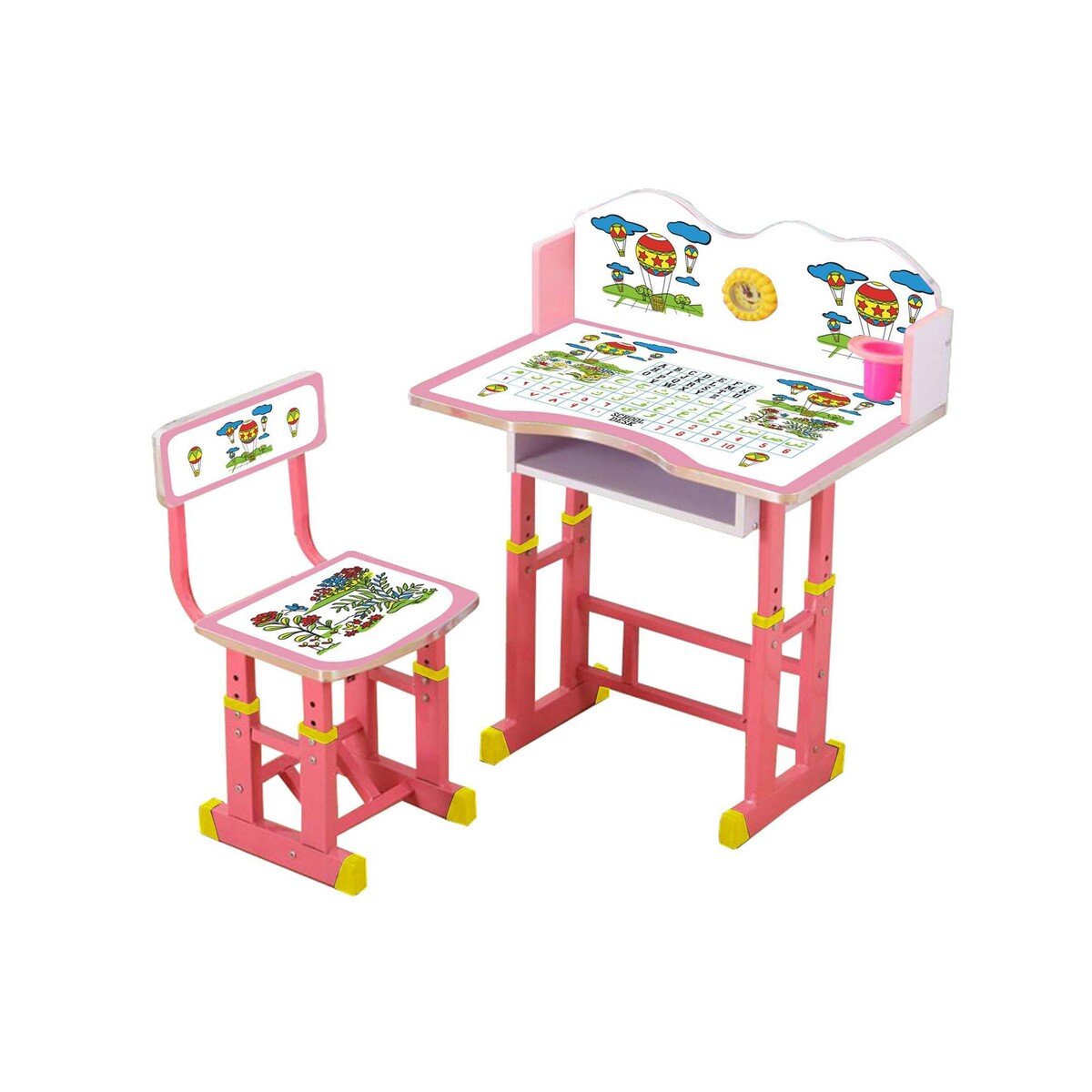 Maple Leaf Study Table & Chair KT066 Pink Assorted Colors & Designs