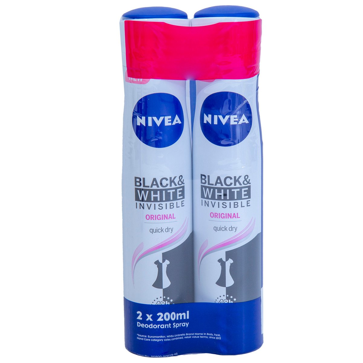 Nivea Black And White Invisible Deodorant Spray 2 x 200 ml