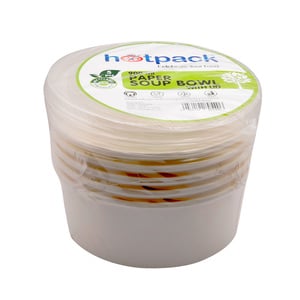 Hotpack Paper Soup Bowl with LID 900ml 5pcs