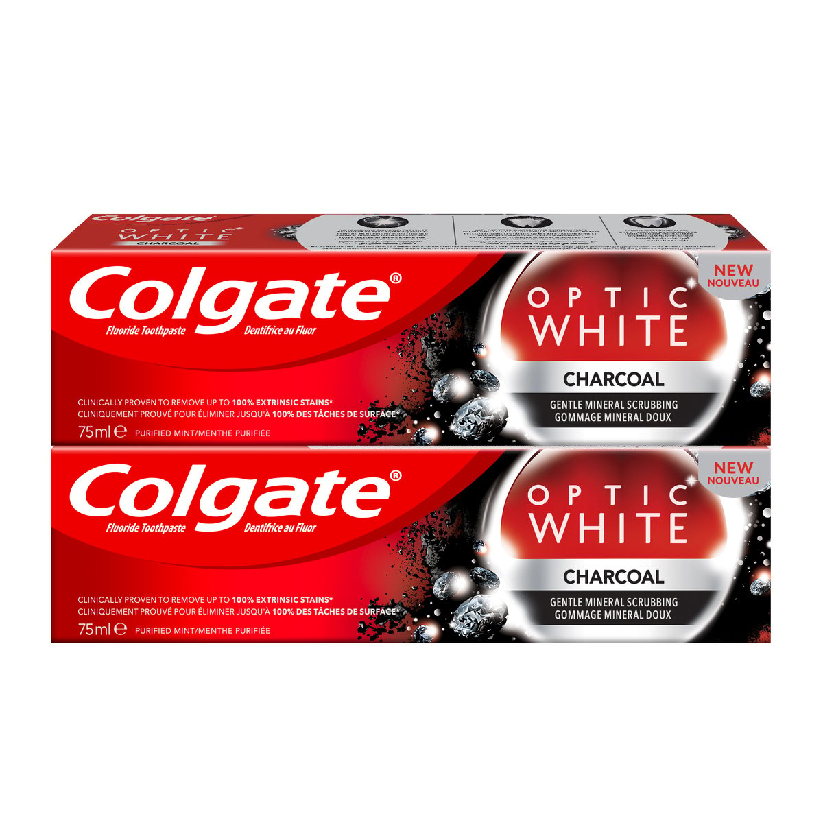 Colgate Toothpaste Optic White Charcoal 2 x 75 ml