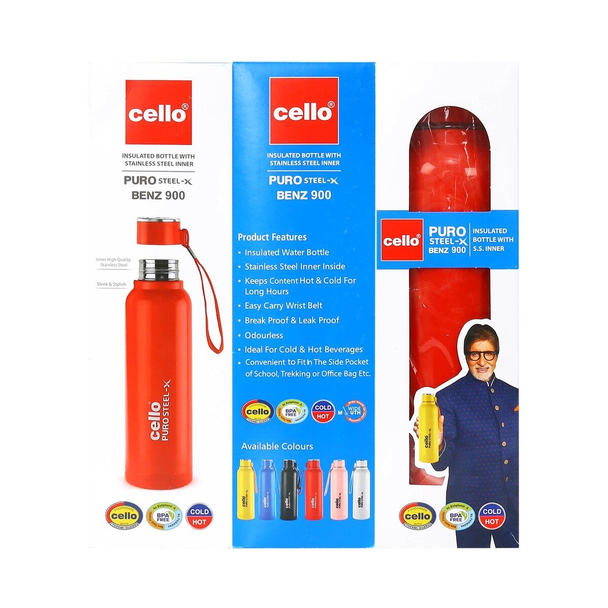 Cello Insulated Bottle BENZ900 900ml Assorted Colors