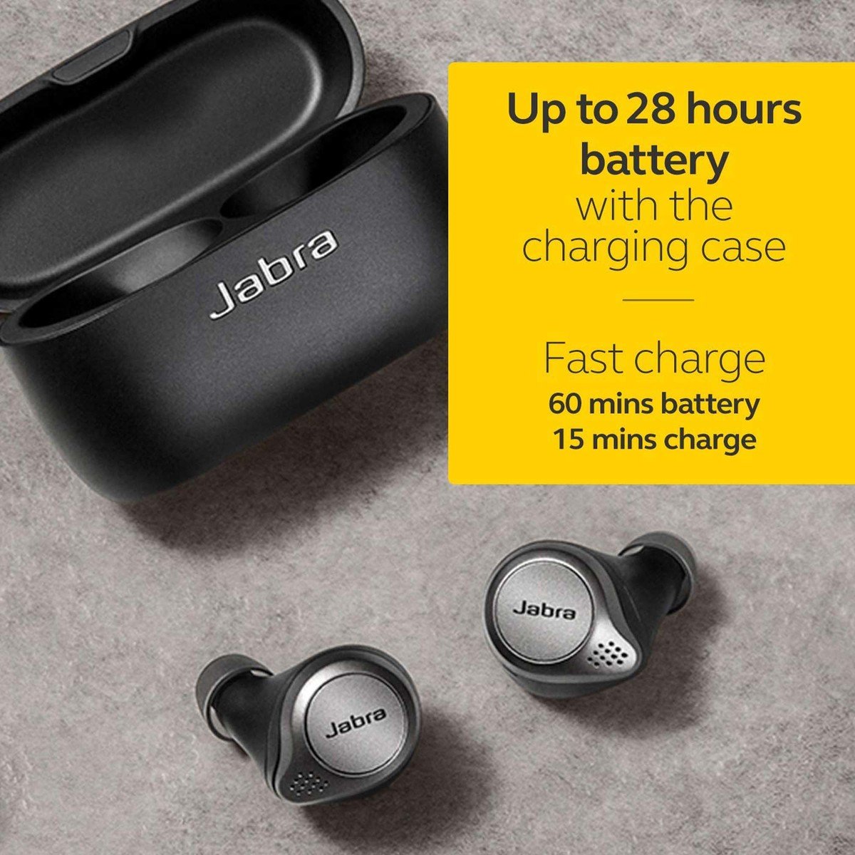 Jabra Elite 75t True Wireless Earbuds with Charging Case -Titanium Black