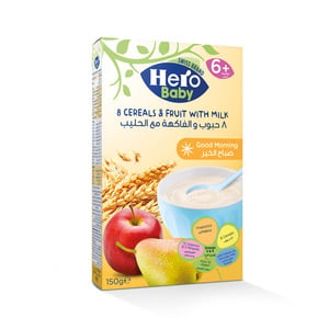 Hero Baby 8 Cereals & Fruit With Milk From 6 Months 150g